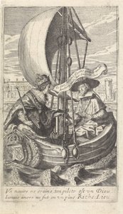 El rey Luis XIII y el cardenal Richelieu en una barcaza