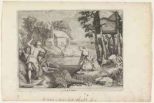 Leto (Latona) convierte a los licios en ranas Metamorfosis de Ovidio (título de la serie) de Crispijn van de Passe (II)
