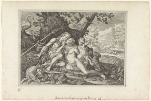 Venus advierte a Adonis Metamorfosis de Ovidio (título de la serie) de Crispijn van de Passe (II)