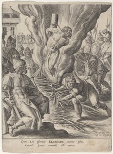 Eleazar quemado por Antíoco de Crispijn van de Passe I after Maarten de Vos