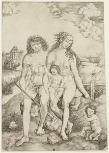 Adán y Eva con los Infantes Caín y Abel de Cristofano Robetta