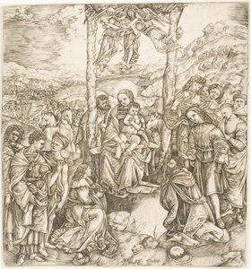 La adoración de los magos de Cristofano Robetta