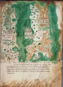 Carta de Corfú y la península adyacente, c.1420 (vitela)