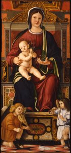 La Virgen y el Niño entronizados con dos ángeles músicos de Cristoforo Caselli