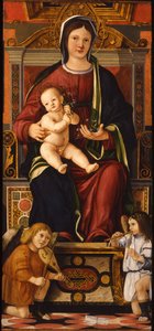 La Virgen y el Niño entronizados con dos ángeles músicos, 1508-1510 de Cristoforo Caselli