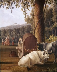 Cosecha cerca de Nápoles Detalle de las vacas - (Cosecha cerca de Nápoles) Pintura de Cristoforo Kneip (siglo XVIII) Nápoles, Museo Nazionale di San Martino de Cristoforo Kneip
