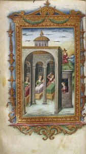 Las hijas de Danaus asesinando a sus maridos. Hipermnestra en prisión (Ilustración de Las Heroidas de Ovidio, 1485-1499) de Cristoforo Majorana