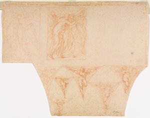 Estudios para Cristo encontrándose con su madre..., Estudios de un ángel en un pendentivo verso, 1599-1604