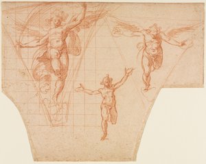 Three Studies of  Angels for a Pendentive (recto) de Cristoforo Roncalli