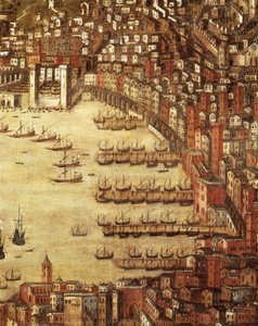 Vista de Génova y su castillo (detalle) 1597 (óleo sobre lienzo) de Cristoforo de Grassi