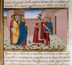 Nicodemo el fariseo visita a Jesús (miniatura de Cristoforo De Predis)