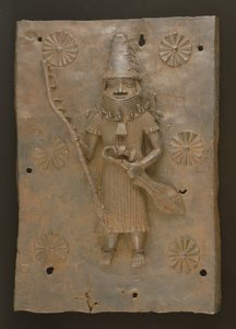 Placa conmemorativa que representa a un guerrero, Benín, Nigeria (bronce) de Culture Edo