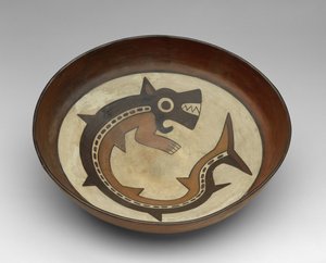 Cuenco con una deidad de la ballena asesina de Culture Nazca