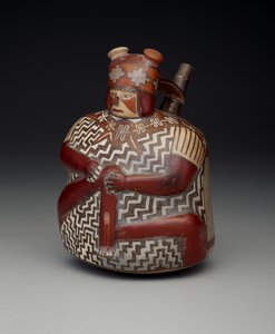 Vasija que representa a un guerrero herido, Periodo Intermedio Temprano, Fase Nazca 7, c.500-600 de Culture Nazca
