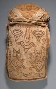 Cabeza falsa para fardo funerario o máscara de momia, 200-100 a.C. de Culture Paracas