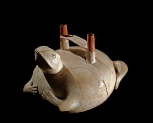 Arte precolombino, civilización Paracas (Perú): vaso en forma de rana de Culture Paracas