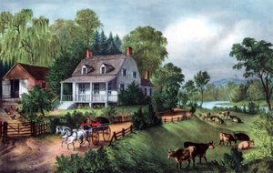 Hacienda Americana en Verano, 1868 de Currier and Ives