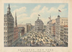 Broadway, Nueva York: Desde el edificio de Western Union Telegraph mirando al norte de Currier and Ives