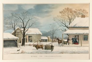 Hogar de Acción de Gracias de Currier and Ives