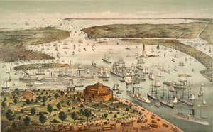 El puerto de Nueva York: pájaro de Currier and Ives