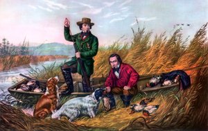 Caza de patos salvajes, 1854 de Currier and Ives