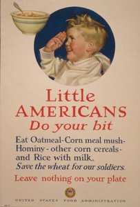 Pequeños americanos, poned vuestro granito de arena . Guarda el trigo para nuestros soldados - No dejes nada en tu plato de Cushman Parker