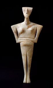 Arte de las Cícladas: “figura femenina” ídolo de mármol de Syros. 3000 a.C. Civilización cicládica (-3200 a -2000) H. 46 cm Atenas, Museo Arqueológico Nacional de Cycladic