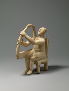 Tocador de arpa sentado de mármol, 2800-2700 a.C. (mármol) de Cycladic Cycladic