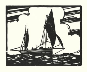 Barcos de pesca y barcazas: Brighton Clinker-Built Lugger (xilografía) de Cyril A. Wilkinson