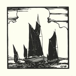 Barcos y gabarras de pesca: Barcos de pesca del Támesis (xilografía)