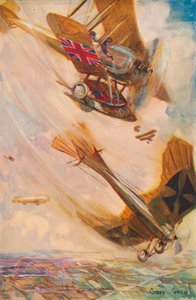 Un biplano británico derribando un Taube alemán, c1916 1928 de Cyrus Cuneo