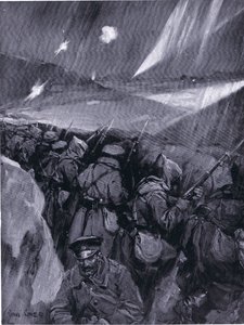 Los búlgaros sitiando Adrianópolis (1912-1913) Guerra de los Balcanes, de la Historia de las Naciones de Hutchinson (Volumen 4) publicada por Hutchinson, c. 1920 de Cyrus Cuneo