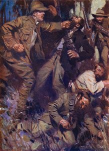 Fueron encontrados por un demonio de brazos largos, con la fuerza de Ajax, golpeando a diestra y siniestra de Cyrus Cuneo