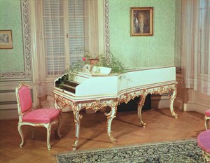 Sala con el clavecín usado por Mozart en Praga