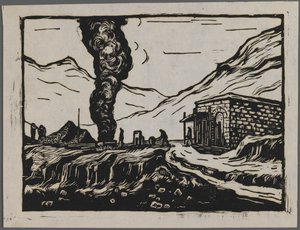 Refinería de acero, c.1945 (xilografía) de Dah Ma