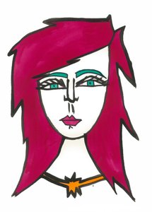 Pelo rosa oscuro, 2024 (bolígrafo con pintura sobre papel)