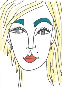 Chica de ojos azules (rotulador sobre papel) de Daisy de Villeneuve