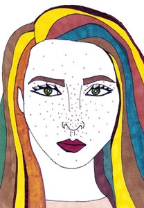 Autorretrato (técnica mixta) de Daisy de Villeneuve