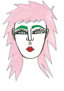 Shaggy Pink Hair, 2024 (bolígrafo con pintura sobre papel) de Daisy de Villeneuve
