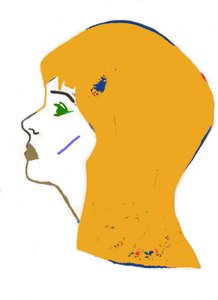 Yellow Head,2017 (rotulador sobre papel) de Daisy de Villeneuve