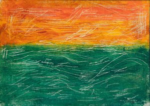 Horizonte naranja y verde