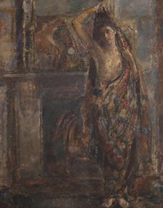 Mujer vestida de pie junto a una repisa de la chimenea (verso), 1938 (óleo sobre lienzo)
