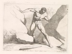 Hércules separa las rocas Calpe y Abila (las columnas de Hércules) Ercole che divide i Monti Abila e Calpe (título sobre objeto)
