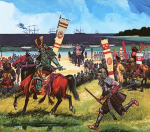Estadounidenses llegando a la actual bahía de Tokio el 8 de julio de 1853 de Dan Escott