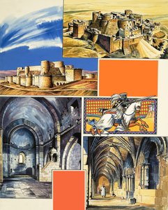 Castillo Le Krak Des Chevaliers en Siria (gouache sobre papel) de Dan Escott