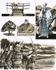 El oficio del samurái es el robo y la violencia (gouache sobre papel) de Dan Escott