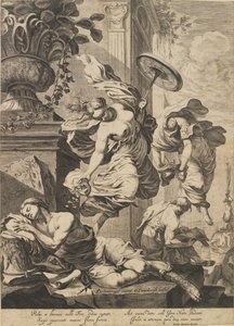 Alegoría con Fortuna y un artista dormido en traje antiguo