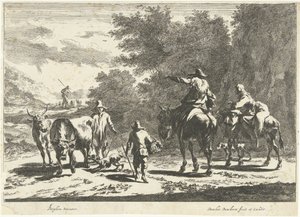 Pastores y ganado en el camino Paisajes del sur (título de la serie) de Dancker Danckerts