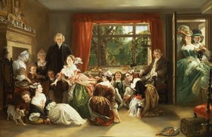 Cazar la zapatilla en casa del vecino Flamborough, de "El vicario de Wakefield" de Oliver Goldsmith (óleo sobre lienzo) de Daniel Maclise