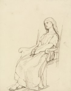 Estudio de una joven sentada (pluma y tinta y grafito sobre papel) de Daniel Maclise